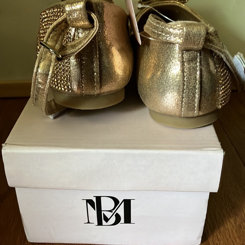 Badgley Mischka girls low heel rose gold glitter ballerina - Picture 6 of 6